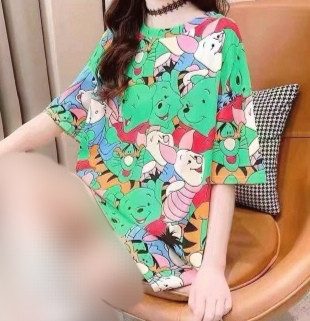 تیشرت لانگ زنانه طرحدار ، نخ پنبه وارداتی
